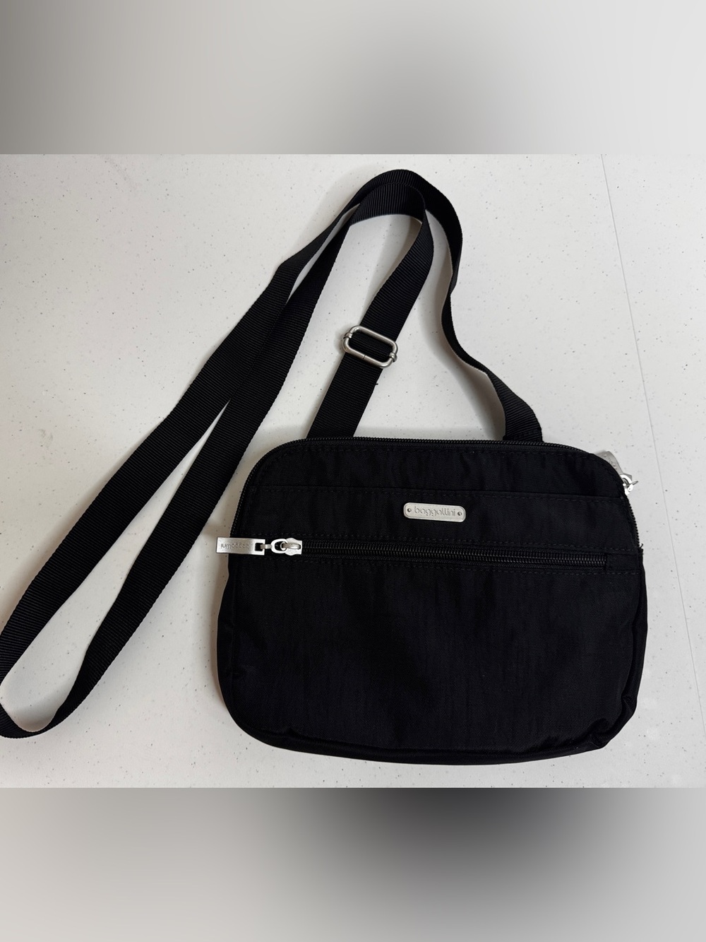 Baggallini Black Crossbody Messenger with Silver Hardware